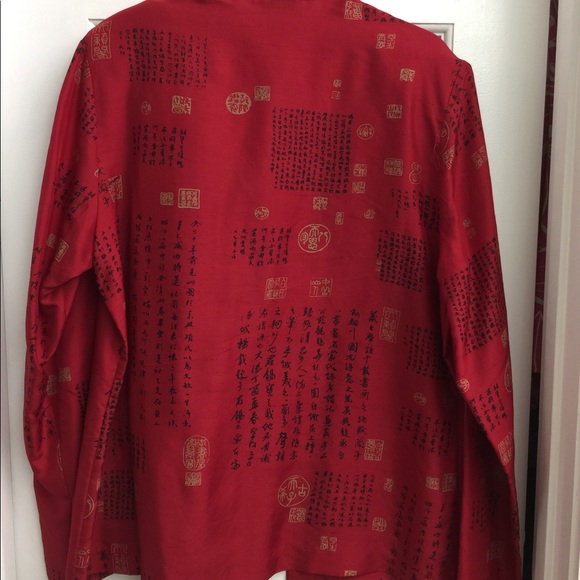 ISC red silk long sleeve shirt - Picture 2 of 3